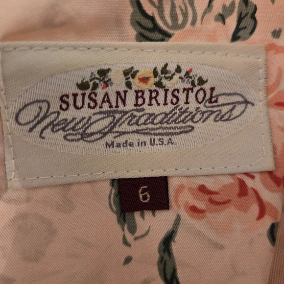 Susan Bristol Vintage Floral Pink 2 PC Top Skirt Set 80s 90s Sz 6/8 Cottagecore - Picture 8 of 11